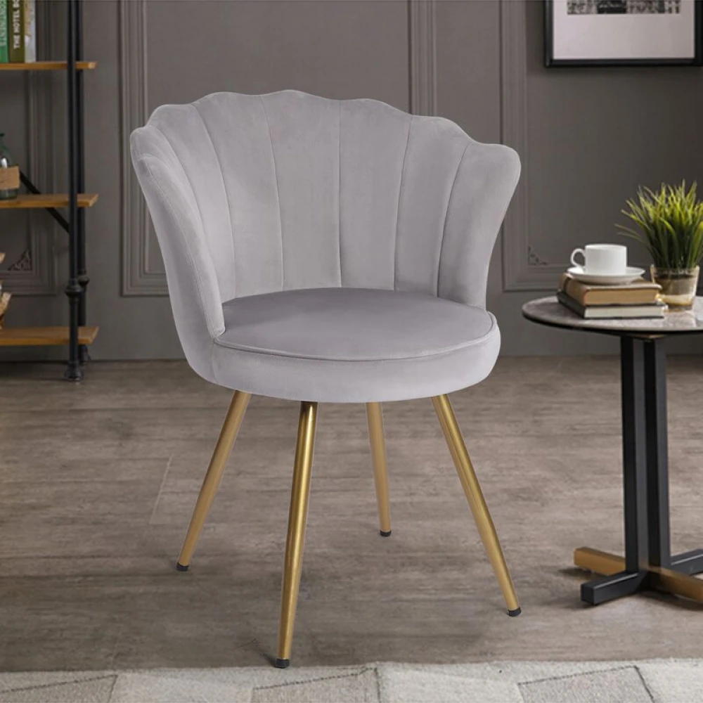 CLARA - Petal Shaped Vanity Chair in Lavender grey Color - Image 3