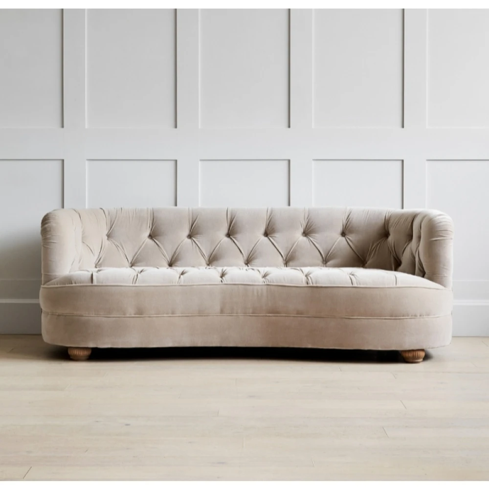 KUFEH - Beige Curved Three Seater Sofa