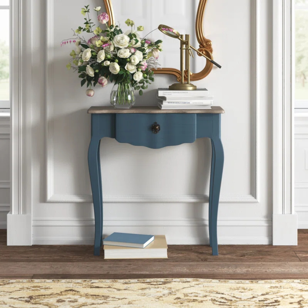 EDITH – Blue Country Style Console Table with Grey Top – PakTameer