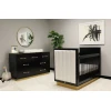 BRADLEY - Black Baby Crib with Velvet Fabric Upholstery Side Panels - Image 2