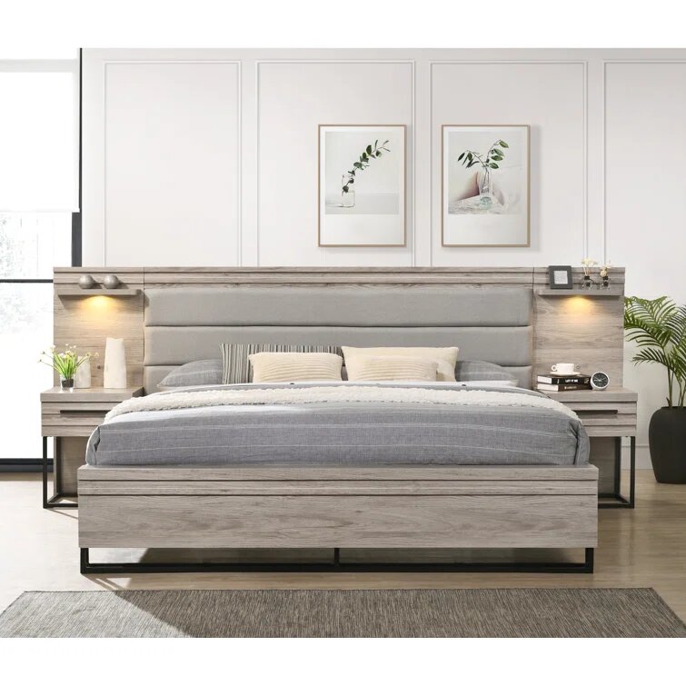 BURRAK - Grey King Size Three Pieces Bedroom Set