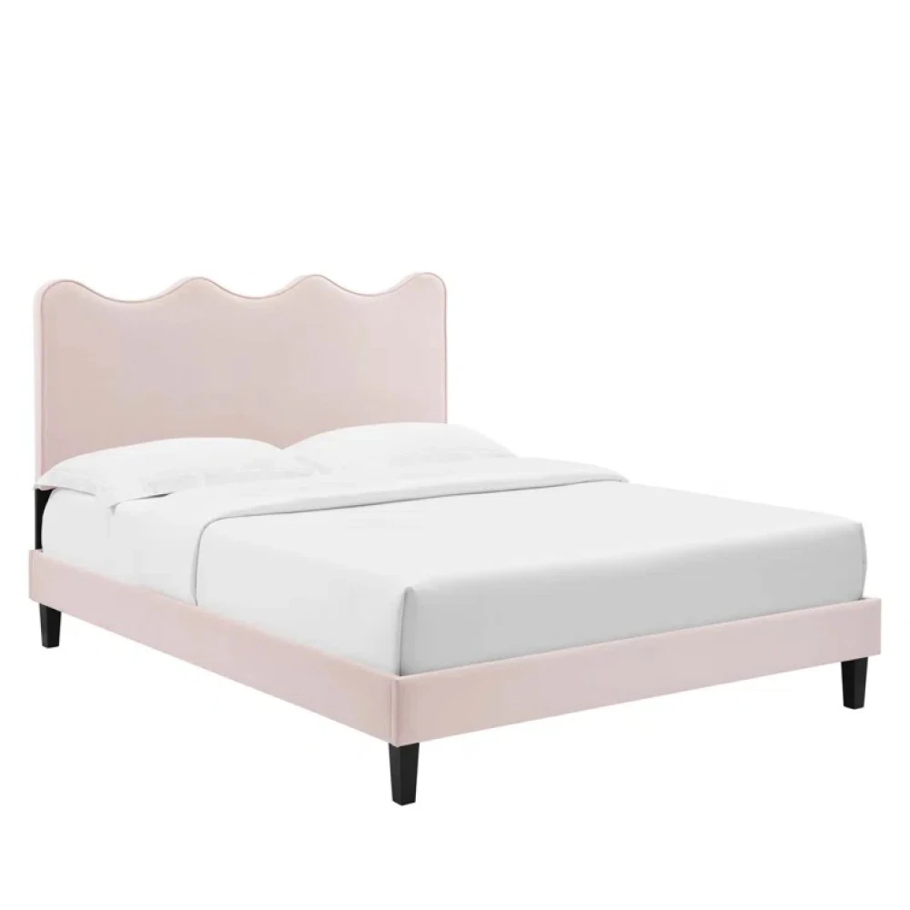 PANTHER - Light Pink King Size Platform Bed