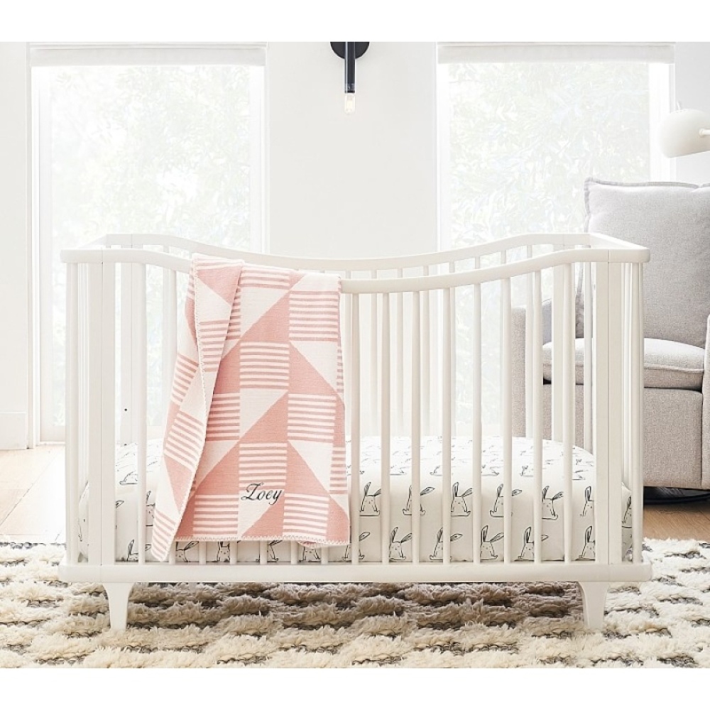 LARA - White Curved Railing Baby Crib