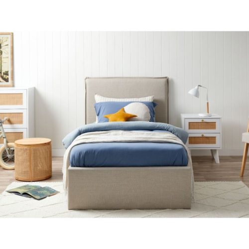 AVE - Oatmeal Colored Kids Single Bed with Soft Tufting
