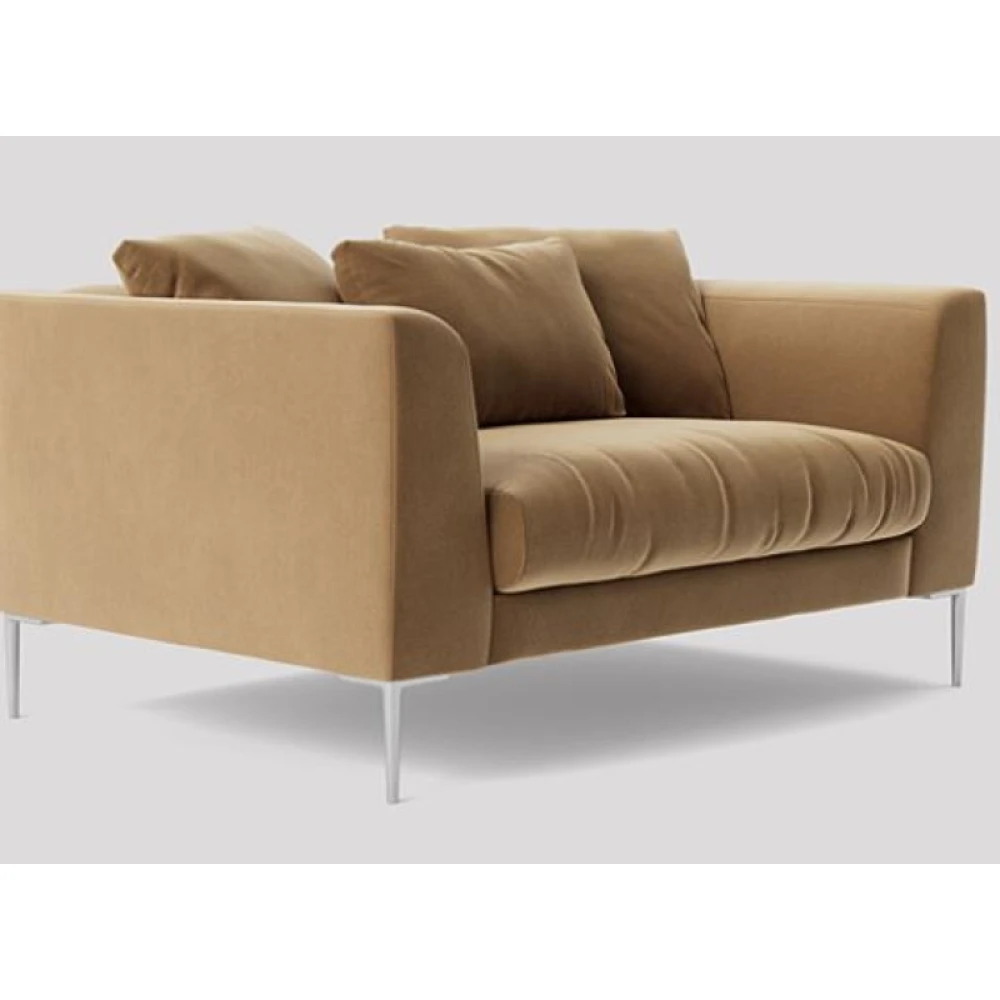 ORLA - Beige Comfy Love Seat with Silver Metal Legs - Image 3