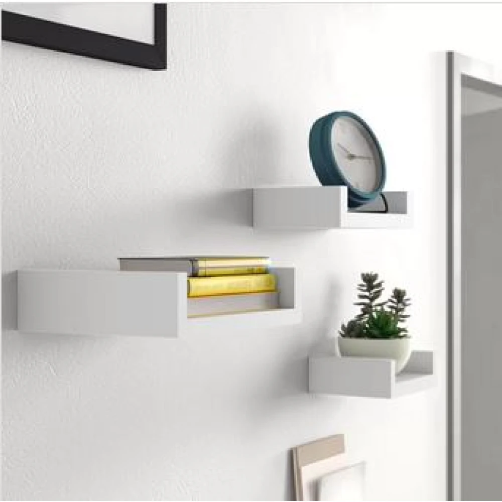 SOLO U - Shaped Floating Shelves White Three Piece