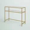 ADORA - Golden Metallic Frame Console Table with Glass Shelves - Image 5