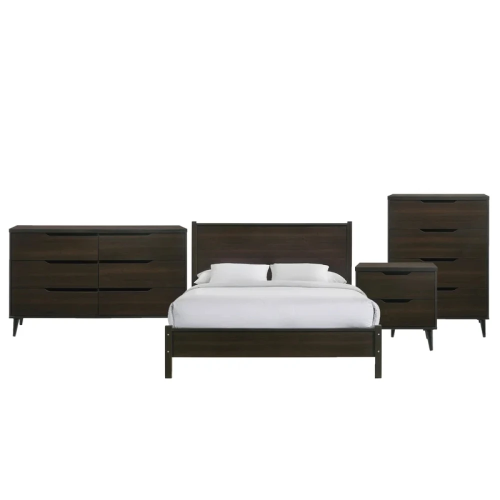 NASH - Dark Brown Four piece Bedroom Set - Image 2