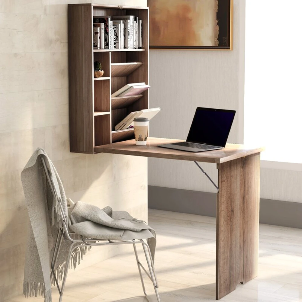 MATEW - Floating Wall Desk With Storage Shelf