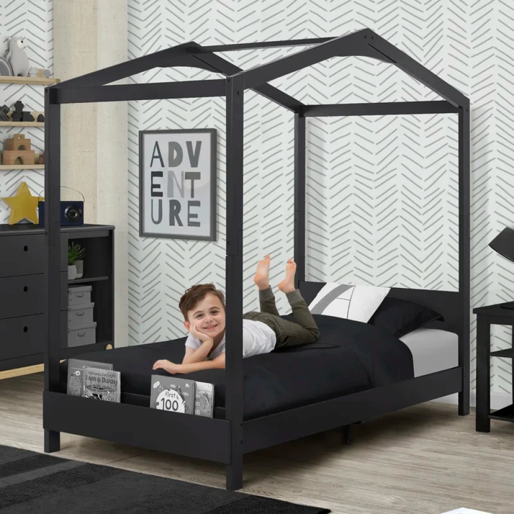 CHARLIE -  Canopy Style Kids Bed in Midnight Grey pint Finish - Image 4