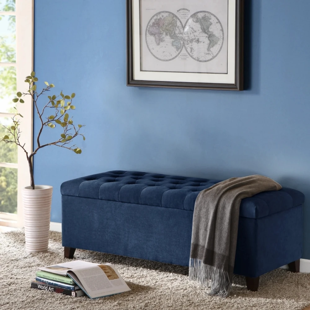 KEVIN - Navy Blue Storage Ottoman - Image 2