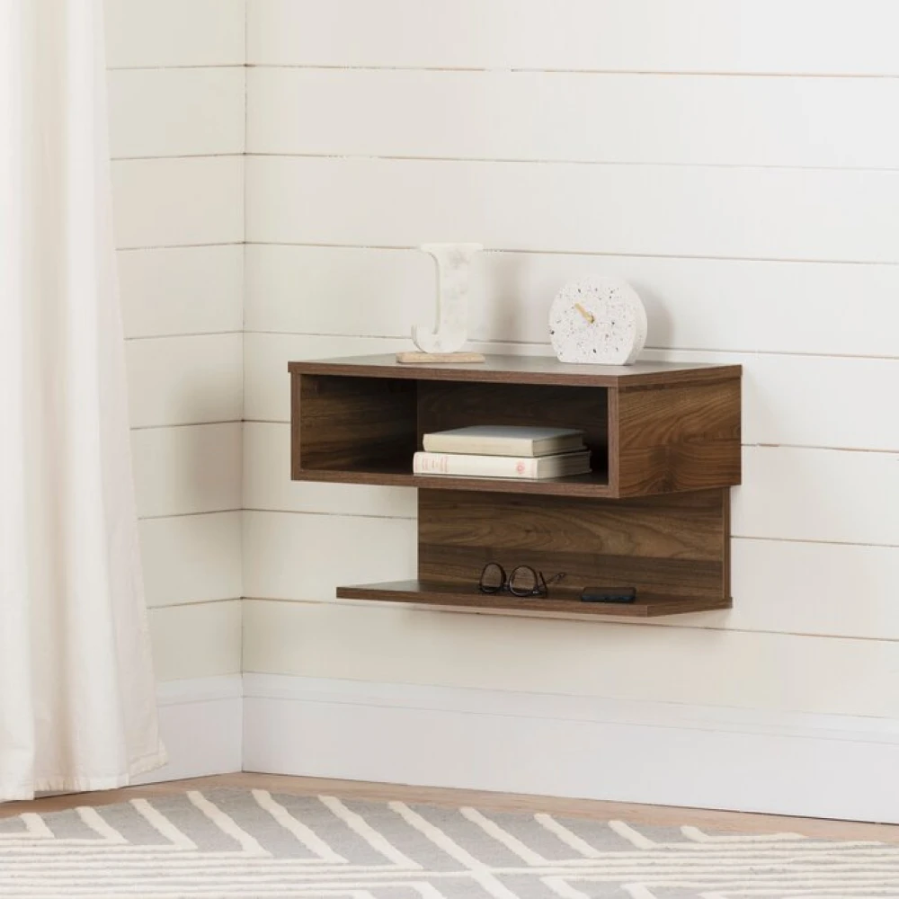 ABNER - Walnut Brown Wall Mounted Side Table