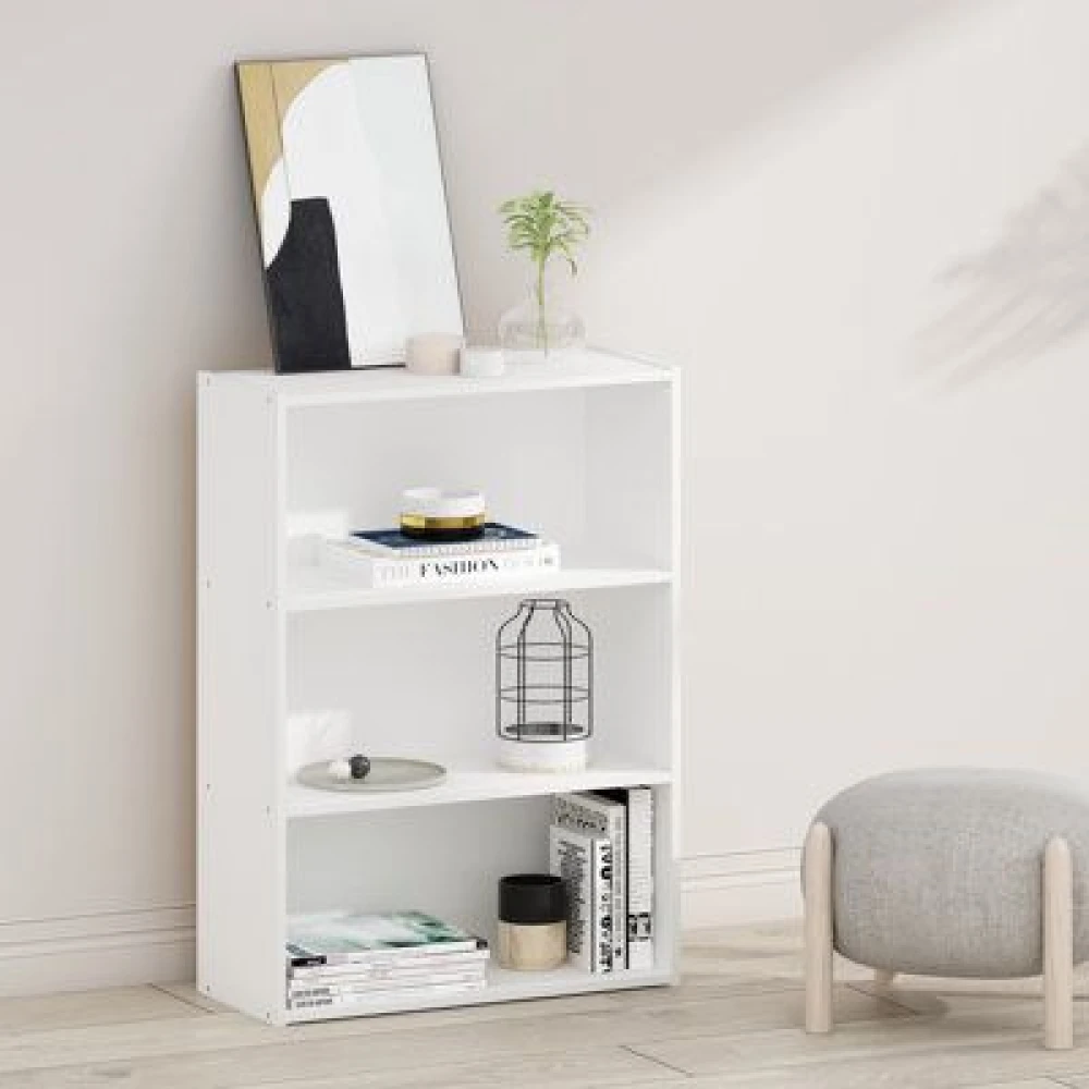 ALBORZ - Three Tired Classic White Bookcase