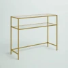 ADORA - Golden Metallic Frame Console Table with Glass Shelves