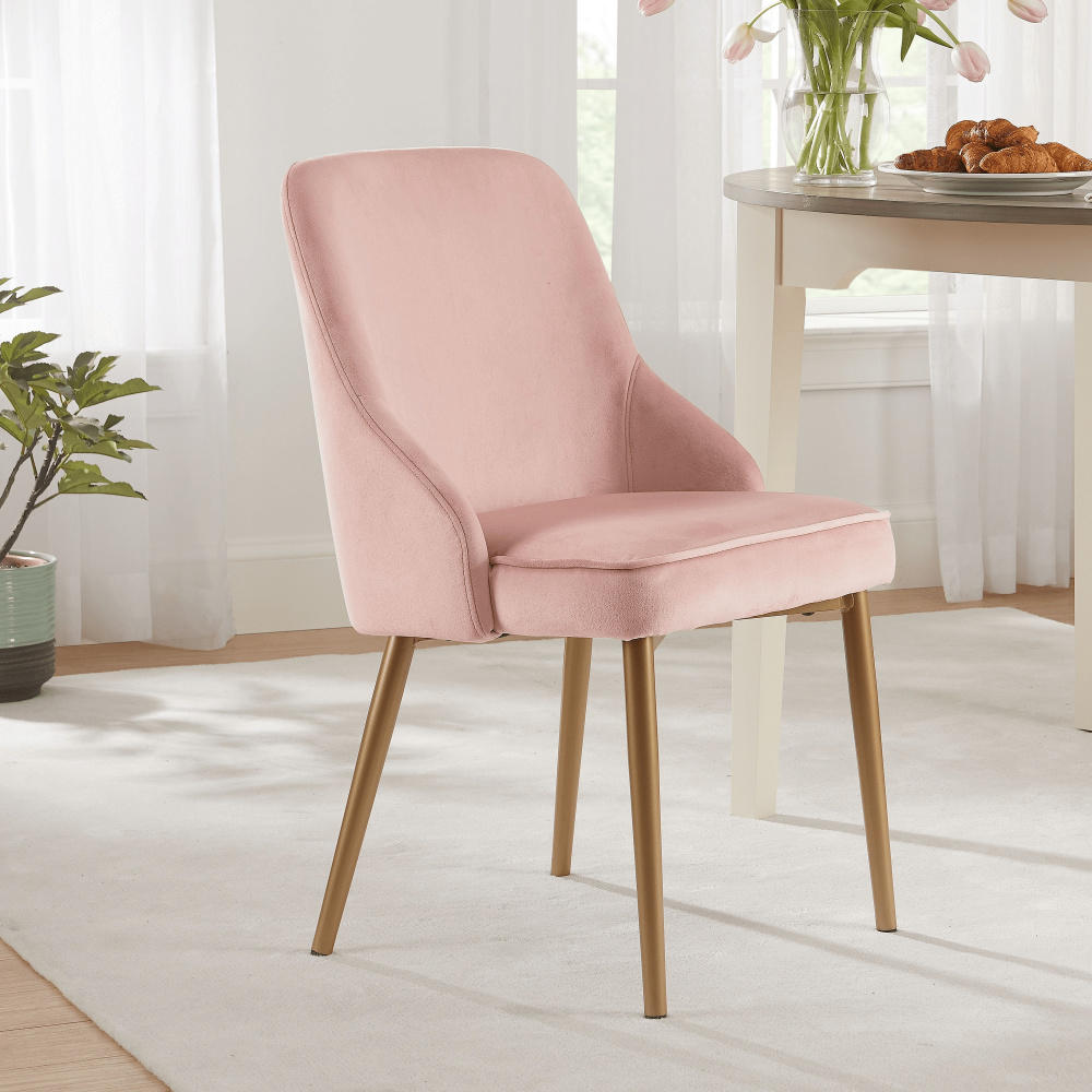 AMBER - Pink Velvet Upholstery Vanity Chair