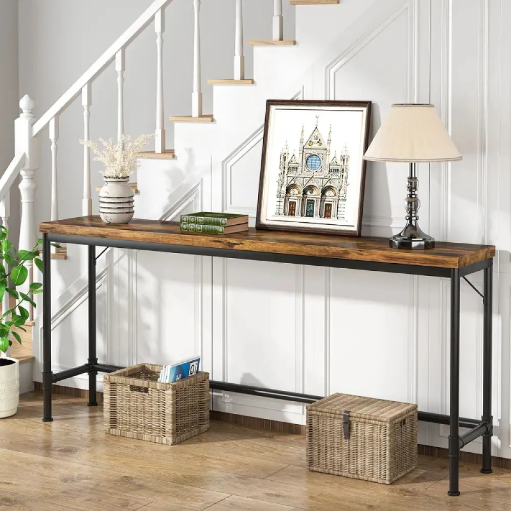 AVIS - Industrial Style Long Metallic Frame Console Table - Image 2