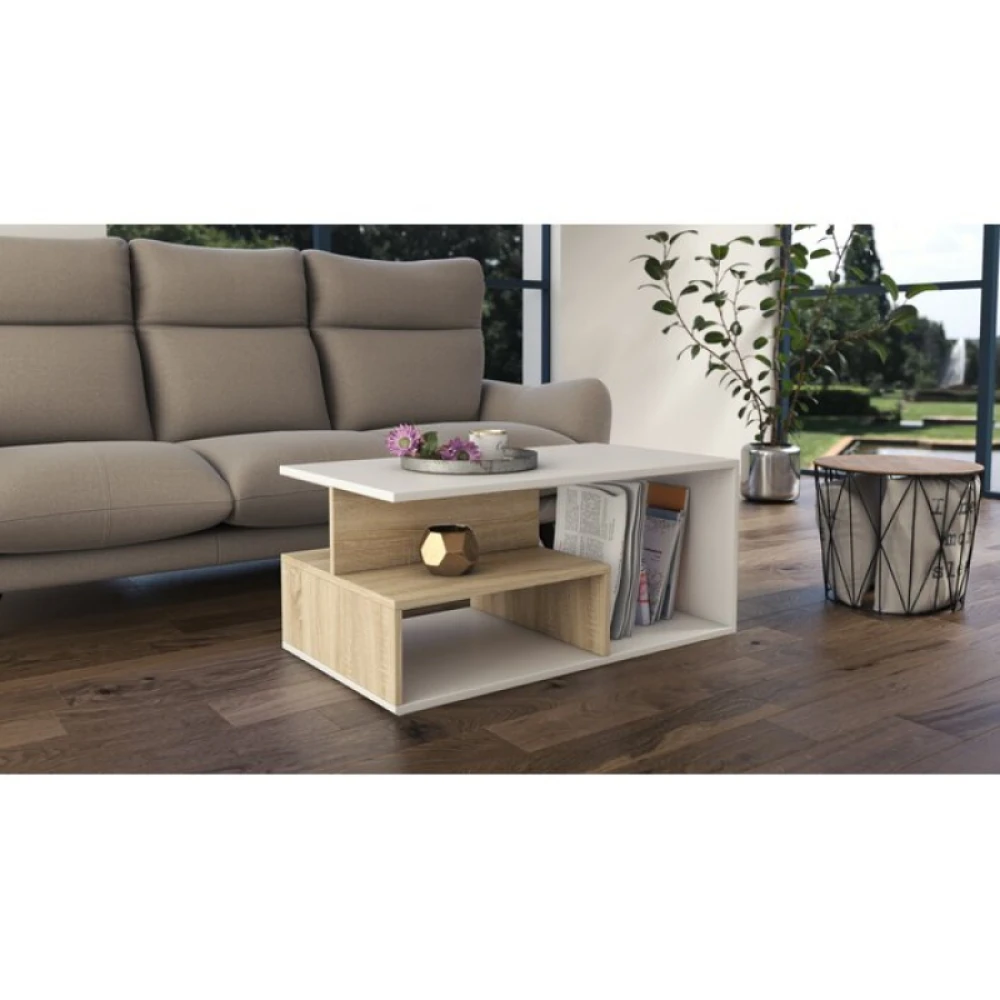 AYRES - White & Oak Contemporary Coffee Table - Image 2