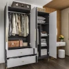 BAAN - Grey & White Wardrobe with Mirror - Image 3