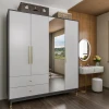 BAAN - Grey & White Wardrobe with Mirror - Image 5