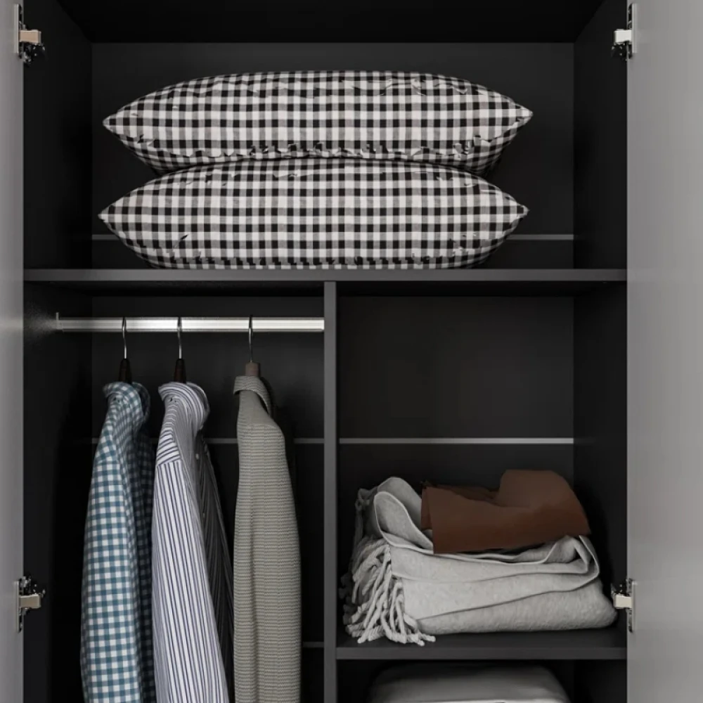 BAAN - Grey & White Wardrobe with Mirror - Image 2
