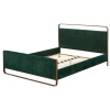 BASU - Green Velvet & Golden Metallic Frame Queen Size Bed - Image 2