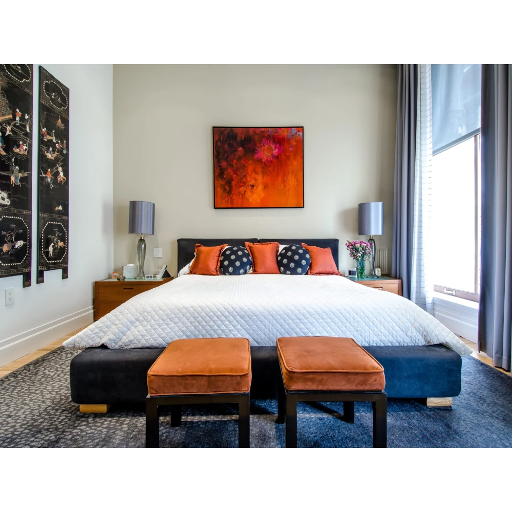 COTTON - Blue Platform Standard Bed