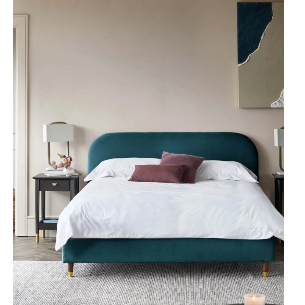ELLE - Teal Blue Curved Headboard King Size Bed