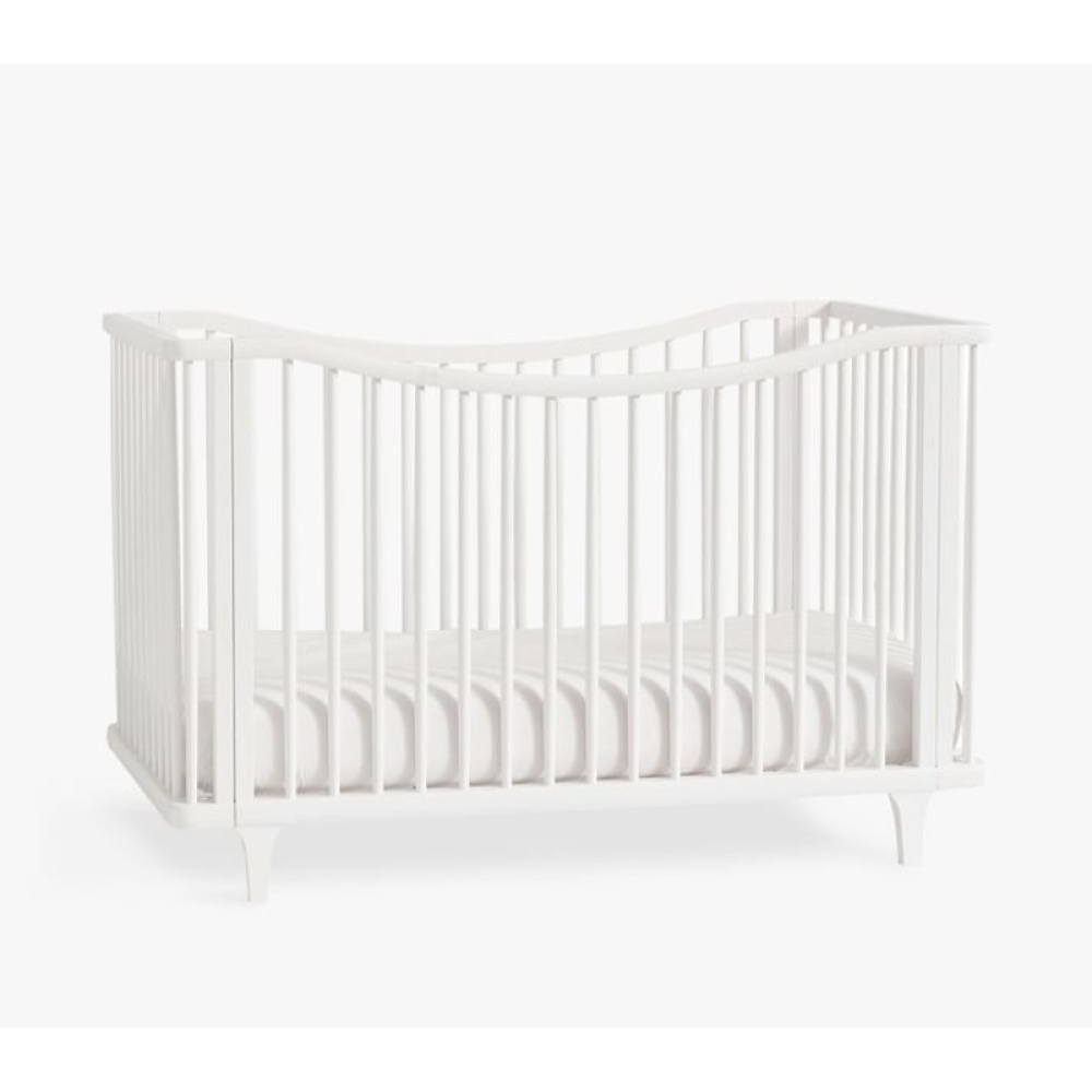 LARA - White Curved Railing Baby Crib - Image 4