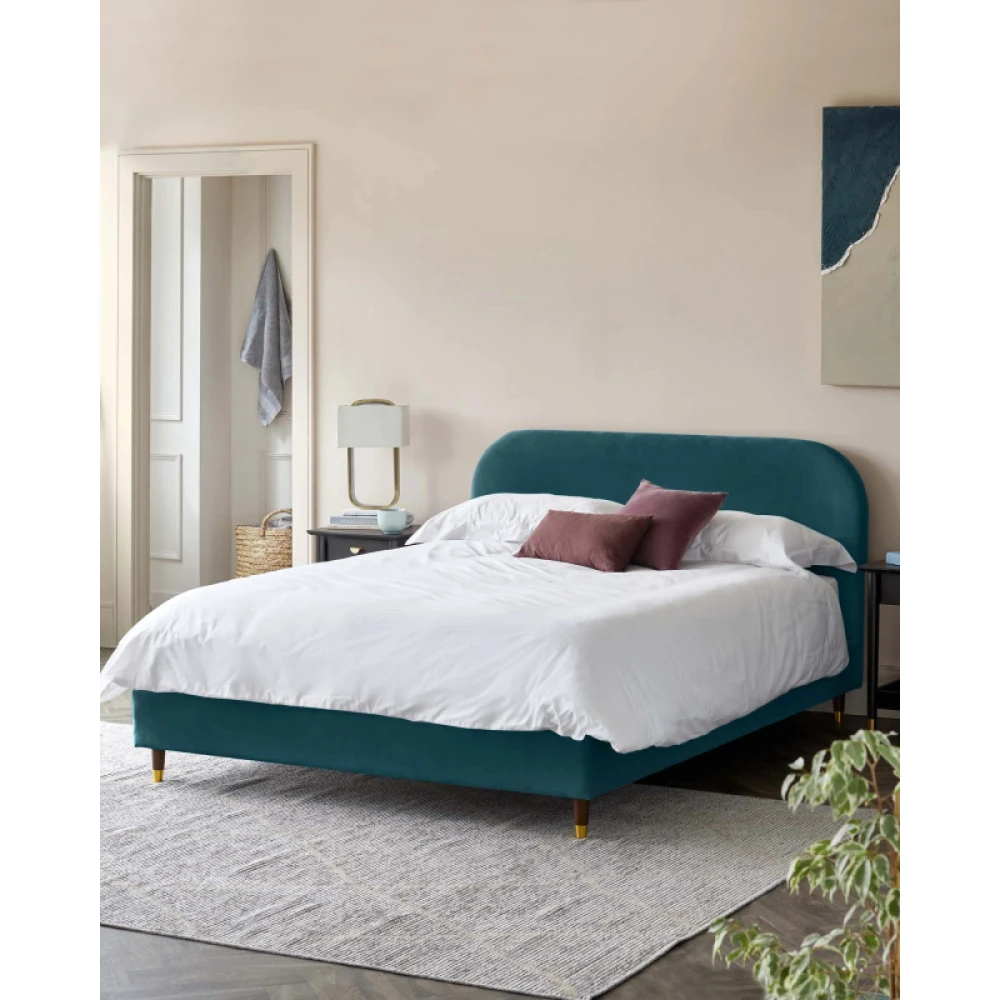 ELLE - Teal Blue Curved Headboard King Size Bed - Image 2