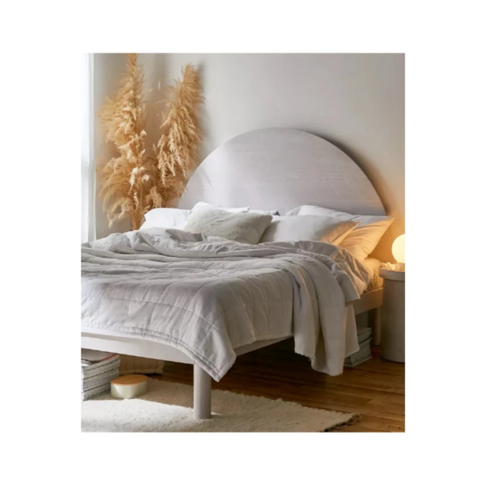 ZEY - Grey Round Headboard Queen size Bed
