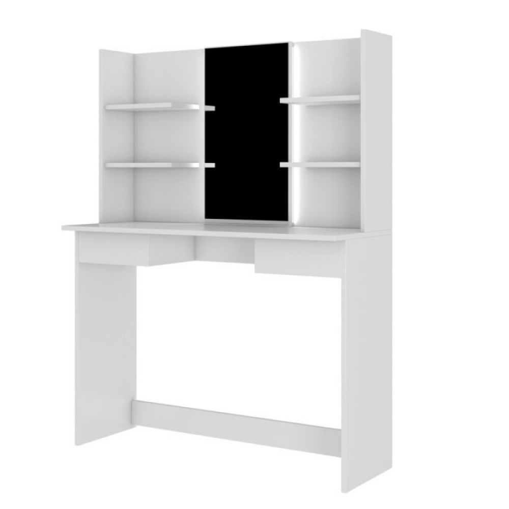 FARRAH - Open Shelves Vanity Table with Mirror - Image 2