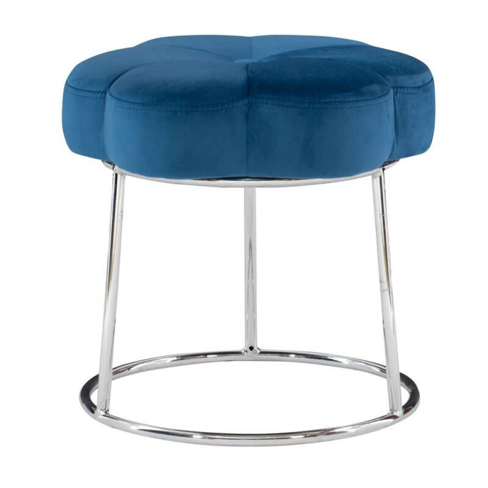 FLORUM - Floral-inspired Vanity Stool with Blue Velvet Upholstery - Image 2