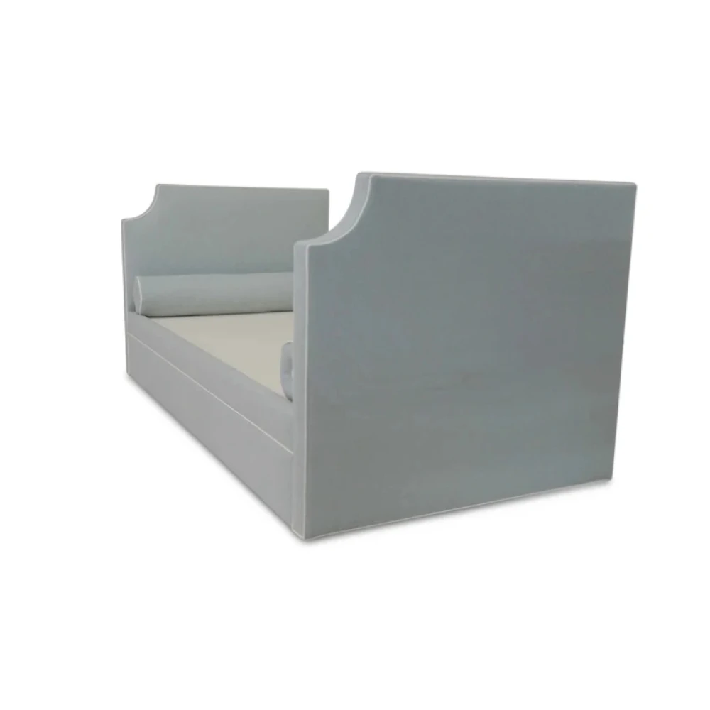 RIE - Grey Blue Backless Daybed with Two Neck Pillows - Image 2