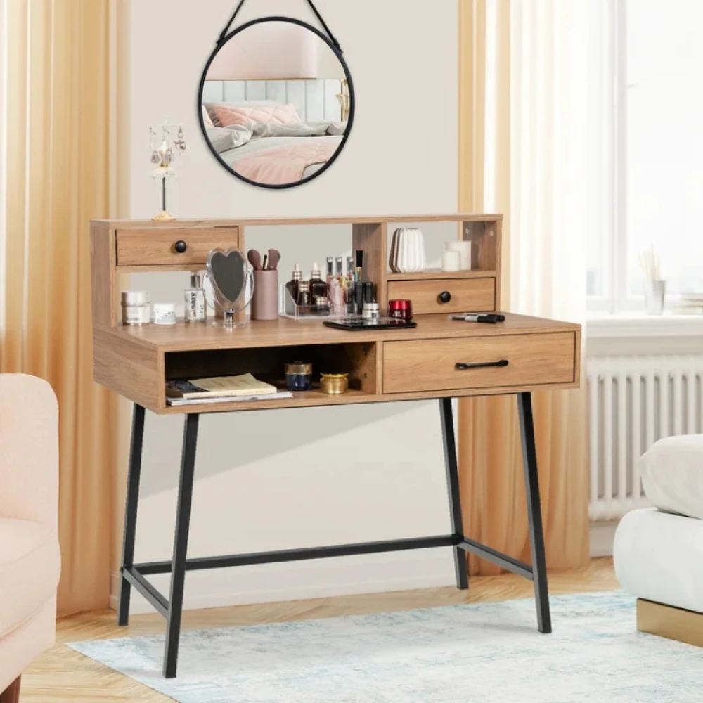 IVUM - Modern Vanity Table with Black Metallic Legs - Image 4