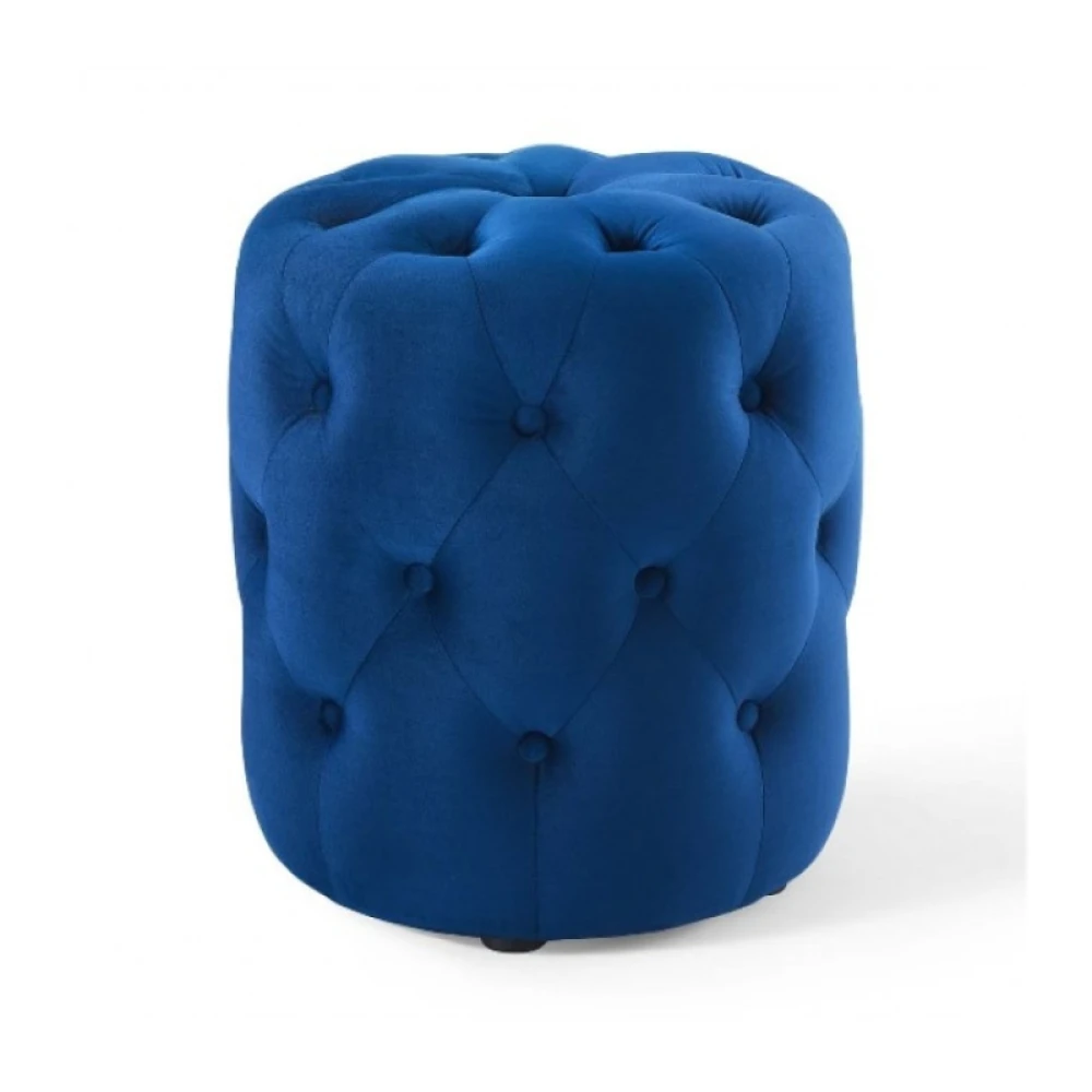 PRAKA - Blue Vanity Stool with Deep Button Tufting - Image 2