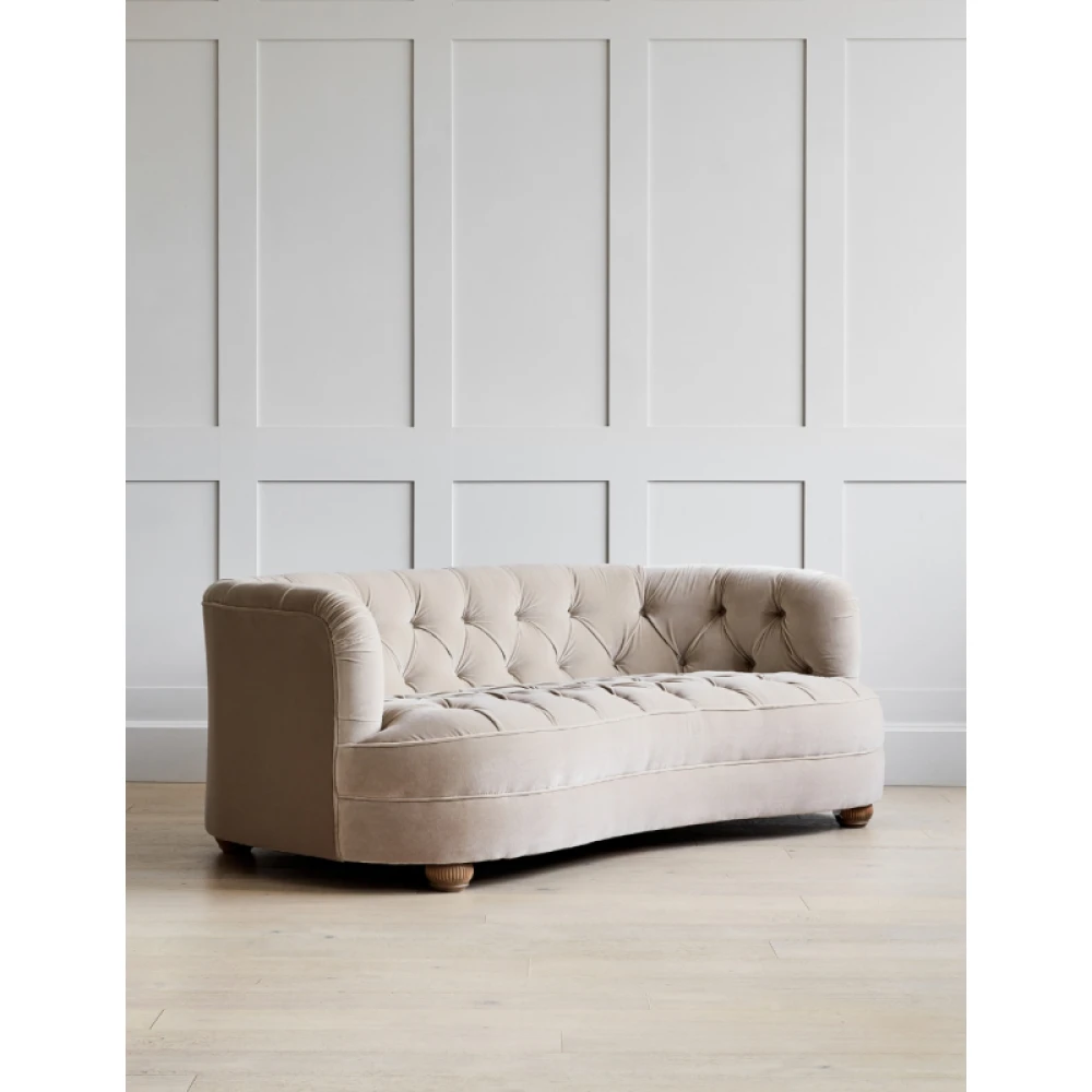 KUFEH - Beige Curved Three Seater Sofa - Image 3