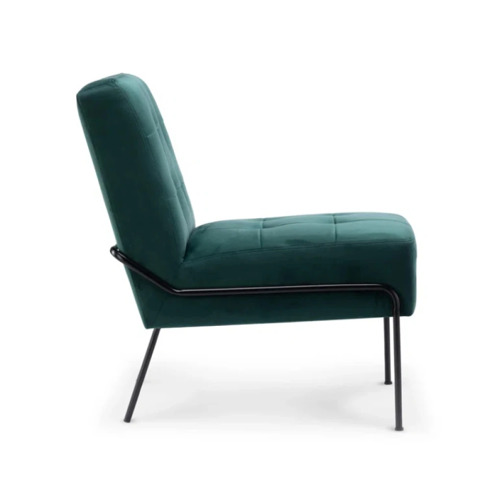 LEVENT - Green Velvet with Black Metallic Frame Accent Chair - Image 2
