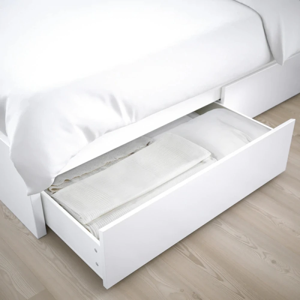 ASHER - Under Storage Boxes Single Bed - Wooden White - Image 2