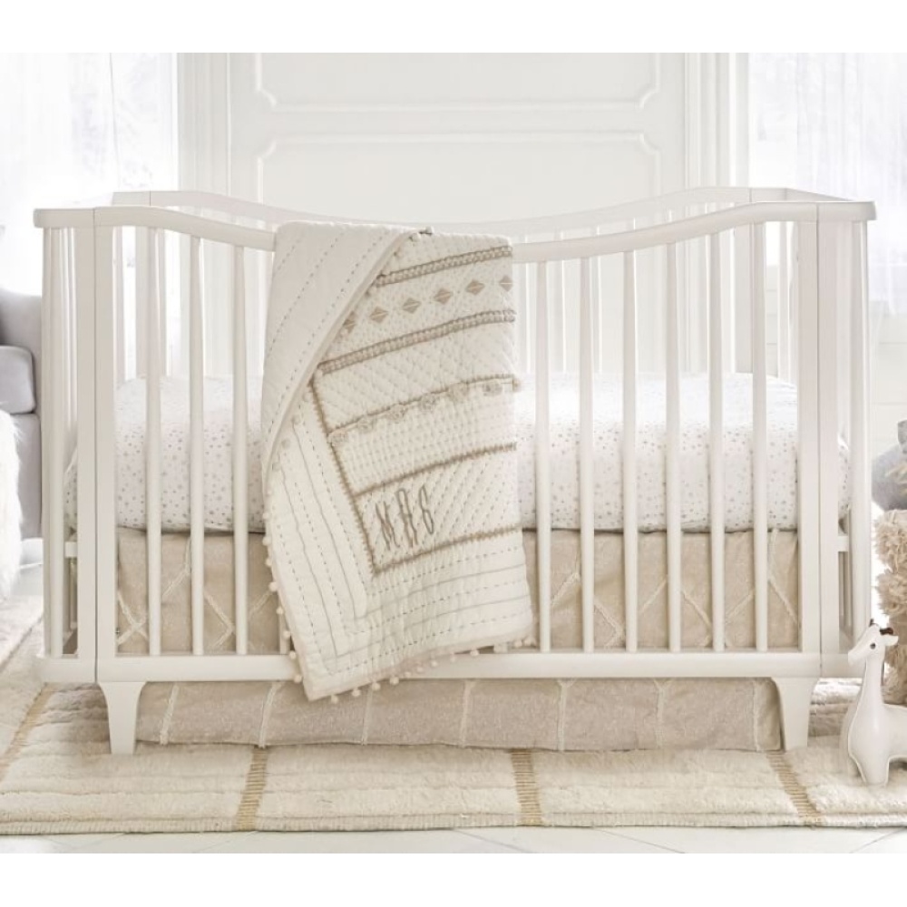 LARA - White Curved Railing Baby Crib - Image 3