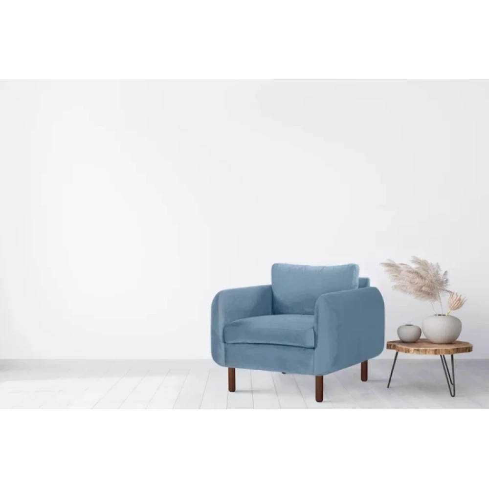 ORHAN - Dust Blue Round Arm Sofa Chair - Image 3