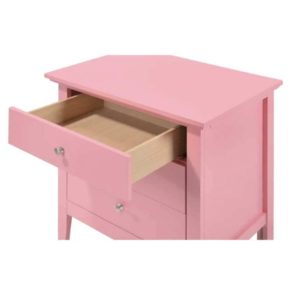 ROSEATE - Pink Three Drawers Nightstand - Image 2