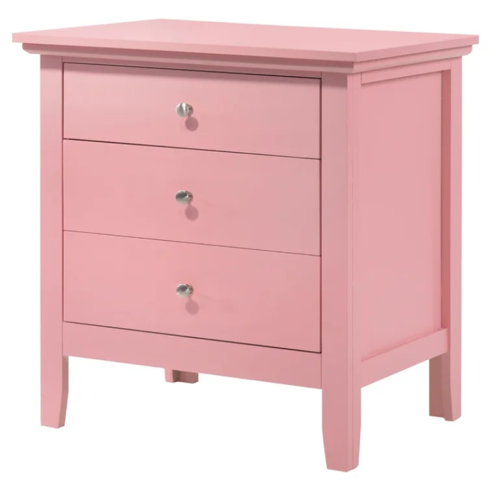 ROSEATE - Pink Three Drawers Nightstand - Image 4