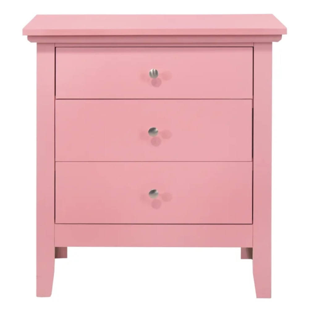 ROSEATE - Pink Three Drawers Nightstand - Image 3