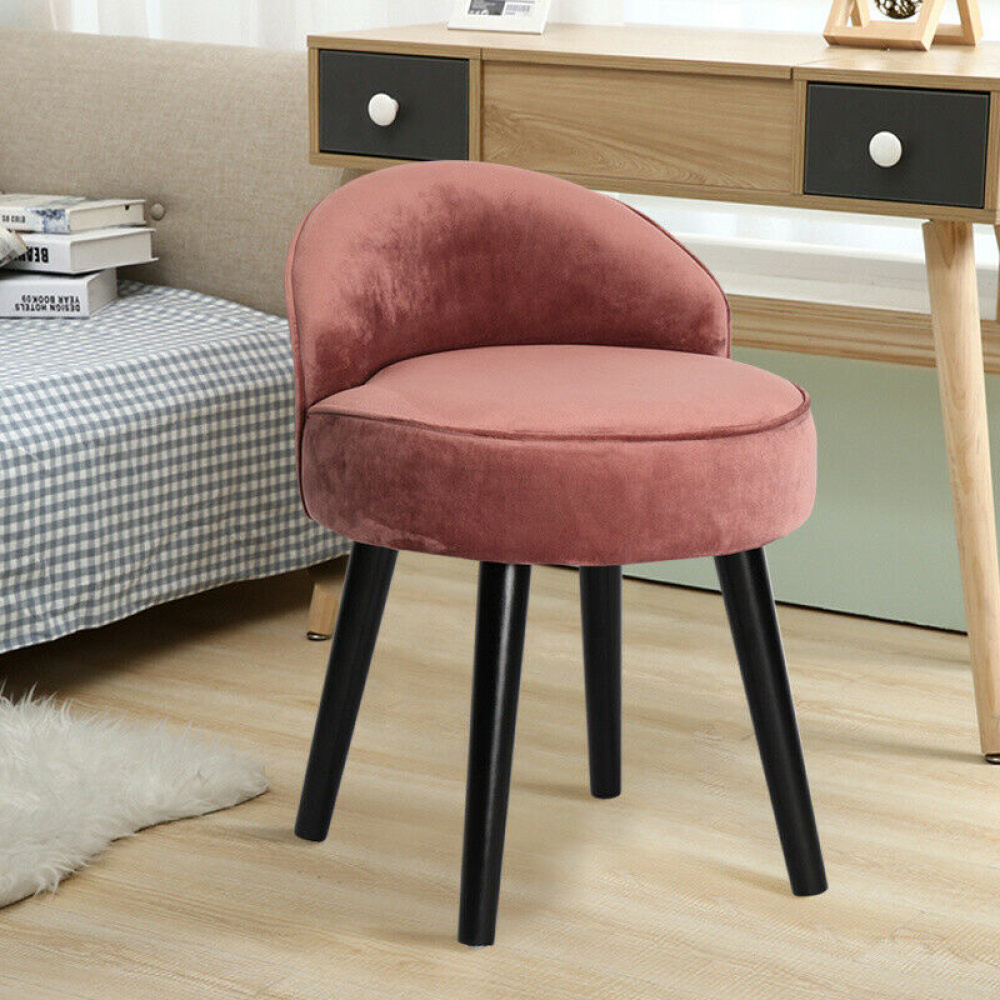 ROSA - Blush Pink Vanity Chair with Black Conical Legs