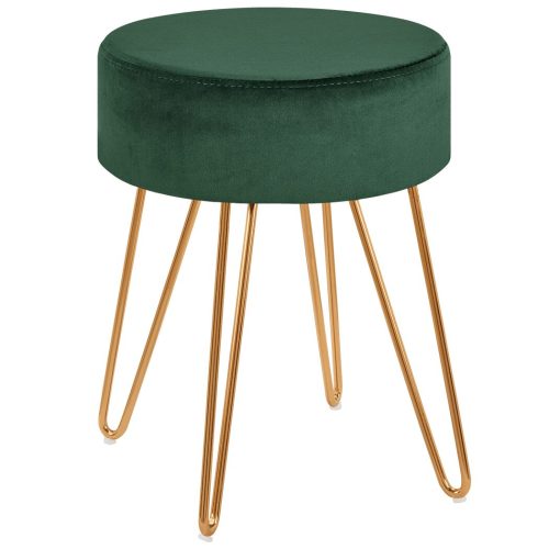 SAHRU - Green Velvet Upholstery Vanity Stool with Hairpin Legs