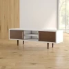 SAINT - Walnut Brown & White Open Shelf TV Console - Image 3
