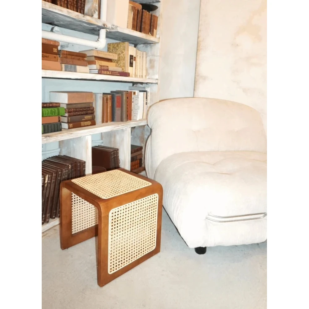 STOLIK - U Shaped Cane Paneled End Table - Image 8