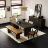 NOIR - Black Textured Dining Table Set with Bench - Image 2