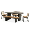 NOIR - Black Textured Dining Table Set with Bench - Image 3