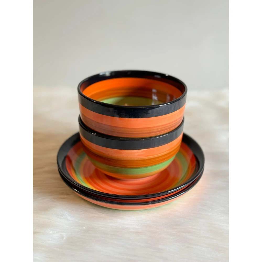STRIPE - Ceramic Bowl & Plate Set of Four - Image 3
